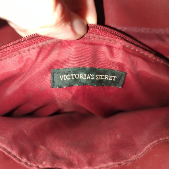 Victoria Secret Deep Red Floral Embossed Bag - Picture 2 of 5
